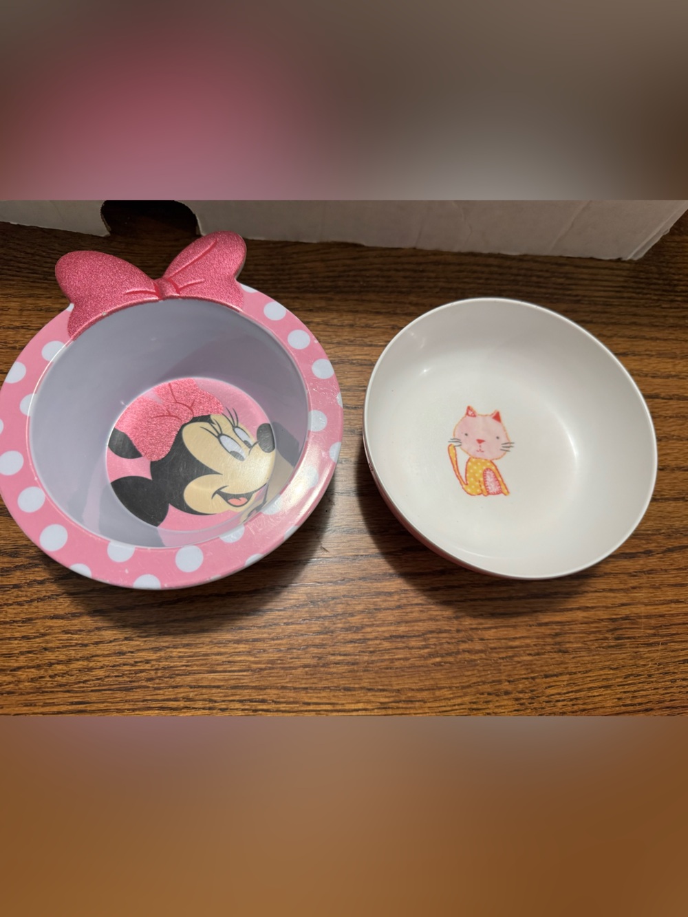 Kids Disney Minnie Mouse & pottery barn plastic bowls